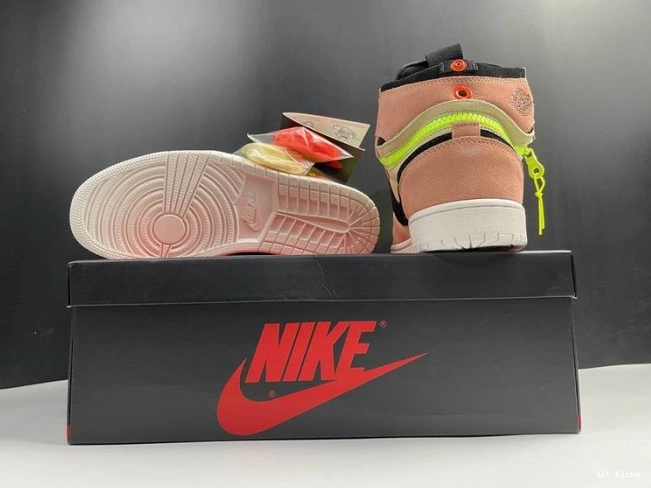 1st Kicks Shoes Jordan 1 Switch Air High CW6576-800 Peach 0814